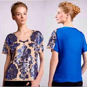 NWT Tracy Reese x Neiman Marcus Target Blue Sequin Top Size Small